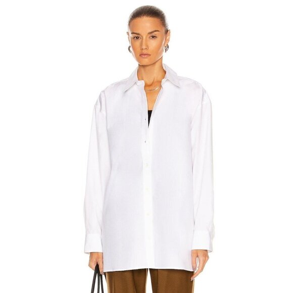 Loulou Studio Espanto Oversized Poplin Shirt in White Small New Womens Top - Picture 3 of 14